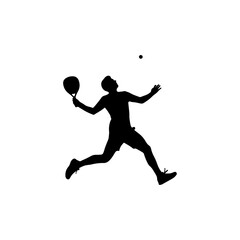 Silhouette of tennis player hitting ball during match