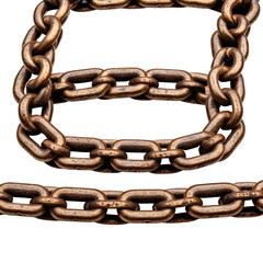 Fototapeta premium Thick, rusty metal chain links forming a rectangular shape on black