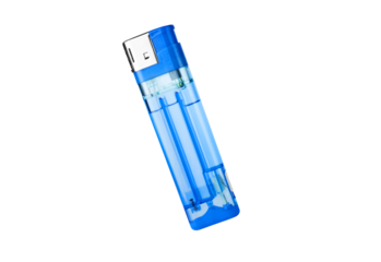 Blue box containing three light bulbs isolated on transparent background
