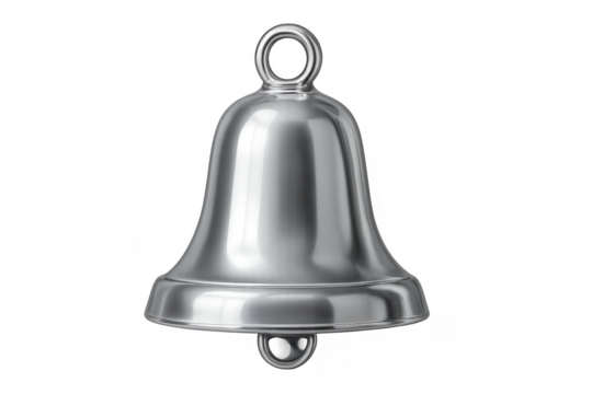 Silver metal bell object notification alert symbol