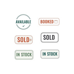 Collection of six different graphic elements indicating availability and status, designed for use.