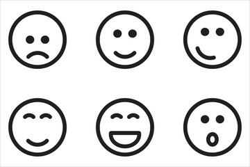 Set  emoticons . Emoji social network reactions icon. Cartoon emoticons . facial expressions and simple expressions different cartoon smile flat illustration.