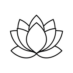 Beautiful lotus flower outline vector with white background, perfect for spa, yoga, wellness, and spiritual branding designs.
