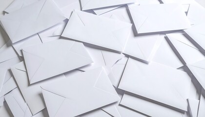 A large pile of blank white envelopes