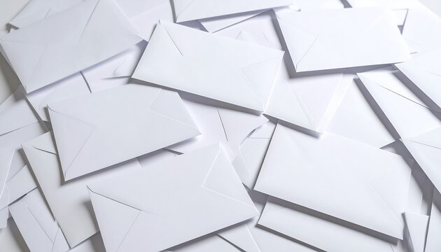 A large pile of blank white envelopes