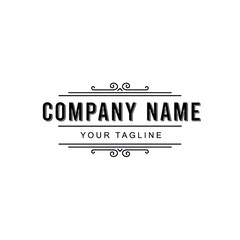 Elegant Vintage Logo Design with Ornamental Flourishes and Classic Typography.