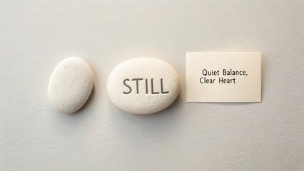 Tranquil Stones with Inspirational Words for Mindfulness and Meditation Practices in Calm Environment