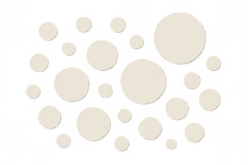 Torn paper circles abstract background with ragged edges, beige cutouts collage, transparent background