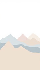 Abstract pastel landscape with layered mountains in soft colors  