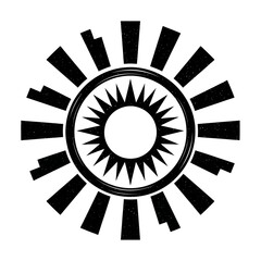 Stylized Sun Icon with Geometric Rays and Spiked Center.
