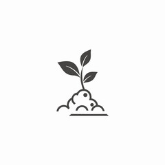 Simple plant icon vector. Growing plant. Sprout.Sprout plant in soil with leaves icon. Seedling vector outline sign.


