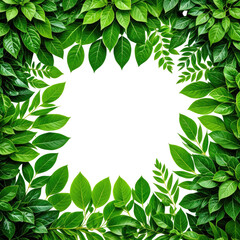 Lush green leaves frame a central black circle, nature border