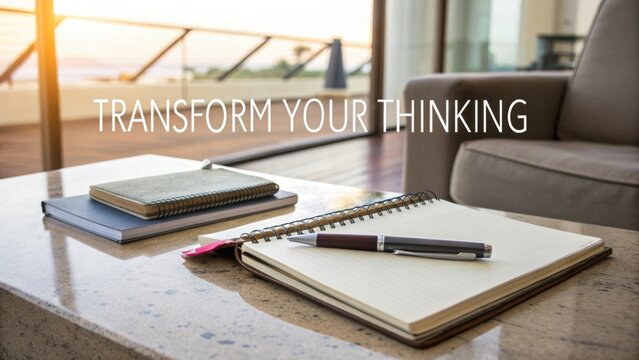 Thoughtful Workspace with Notebooks and Pen for Creative Inspiration and Idea Development in Modern Environment