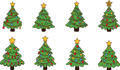 set of Christmas tree vector illustration	