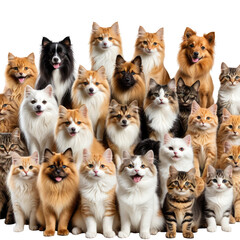 Group of cats and dogs together