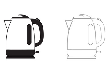 Obraz premium Electric Kettle Duo Black and White Illustration for Kitchen Appliances and Hot Beverage Preparation Minimalist Design