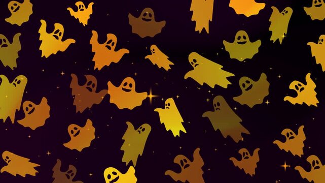 Ethereal ghost doodle pattern swirling in halloween ambiance crafted for animated backgrounds, creepy wallpaper loops, festive motion templates, spooky design art, and cozy seasonal visuals