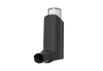 Dark gray inhaler device isolated on transparent background