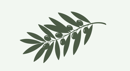 Elegant olive branch illustration featuring lush green leaves and plump olives, ideal for Mediterranean-themed designs, packaging, or nature-inspired artwork projects.