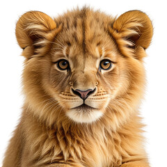 Obraz premium Lion Cub Cute, young lion with soft, golden fur, headshot