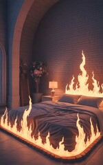 fireplace in the winter