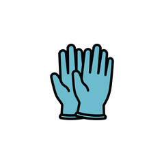 Stylized vector illustration of a pair of light blue protective gloves on a white background.