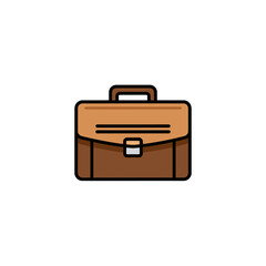 A simple, illustrated briefcase, featuring a handle, clasp, and a brown leather appearance.