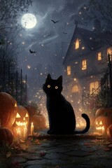 ハロウィンの夜　黒猫