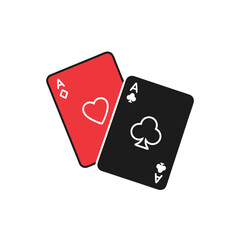 Playing Cards Illustration Featuring Ace of Hearts and Ace of Clubs in Simple Design