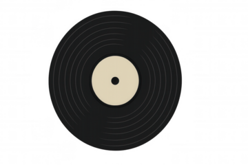 Vinyl record playing music vintage sound disc from old school audio era on transparent background