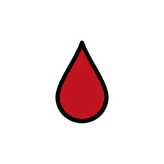 Obraz premium A stylized, isolated illustration of a single, red blood droplet with a black outline.