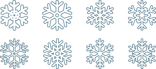 set of Snowflake vector outline and shape