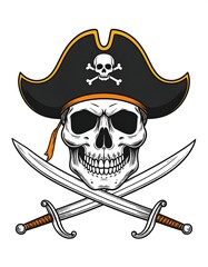 Skull in pirate hat, crossed swords (2)