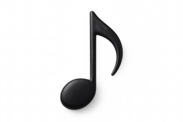 Eighth note icon representing music, melody, sound, and audio, with transparent background