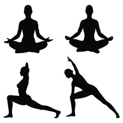 Serene yoga pose illustration with abstract background and geometric elements