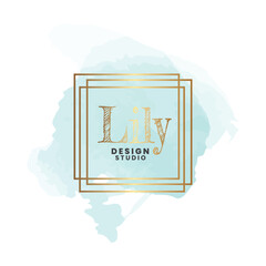 Elegant logo design With Rose Gold Frame and Soft Pink Watercolor Background