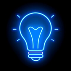 Fototapeta premium Neon blue lightbulb graphic