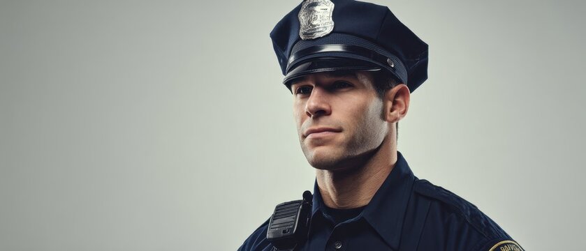 The police officer portrait exuding confidence and duty in a studio headshot
