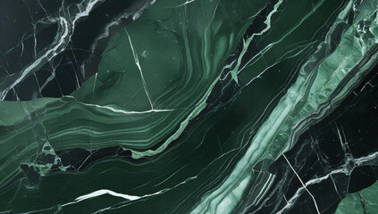 Dark Forest Green Marble with Black and White Veining