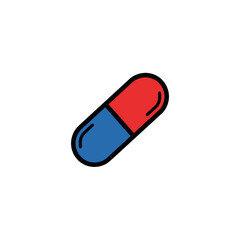A single, detailed capsule, split into two colored sections, isolated on white background.