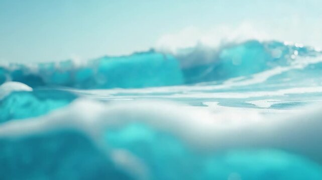 Video clip A close-up shot of a wave in the ocean, capturing its movement and texture