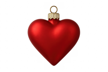 Red heart christmas bauble ornament on transparent background