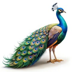 Obraz premium Elegant Peacock with Partially Fanned Tail Feathers