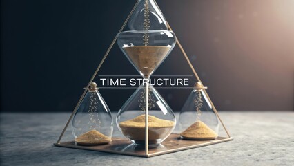 Elegant Glass Hourglass Display Representing the Concept of Time Structure and Its Relativity in Modern Design Aesthetics