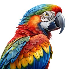 Obraz premium Detailed Portrait of a Colorful Scarlet Macaw Parrot