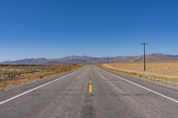  U.S. Highway 20 (US 20)  / U.S. Highway 26 (US 26) , Big Lost River Valley, near Arco, Butte County, Idaho. Snake River Plain.