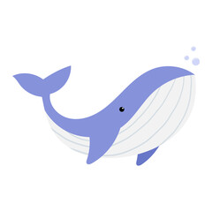 Illustration of a Blue Whale with Bubbles