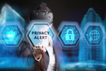 Technology, Internet, business and network concept. Privacy alert.