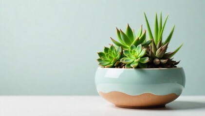 Thriving Succulents & Air Plants in Modern Ceramic Pot A Touch of Nature for Home Decor