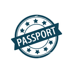 Official passport stamp seal with stars and ribbon